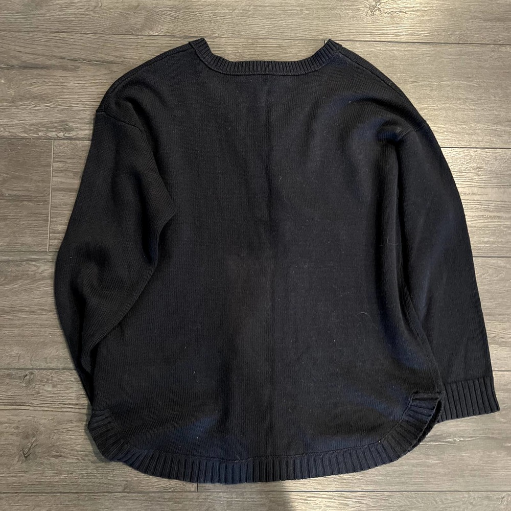 J. Jill Scottish Dog Intarsia Sweater Black Cotton Wool Blend Size Large - Picture 7 of 7